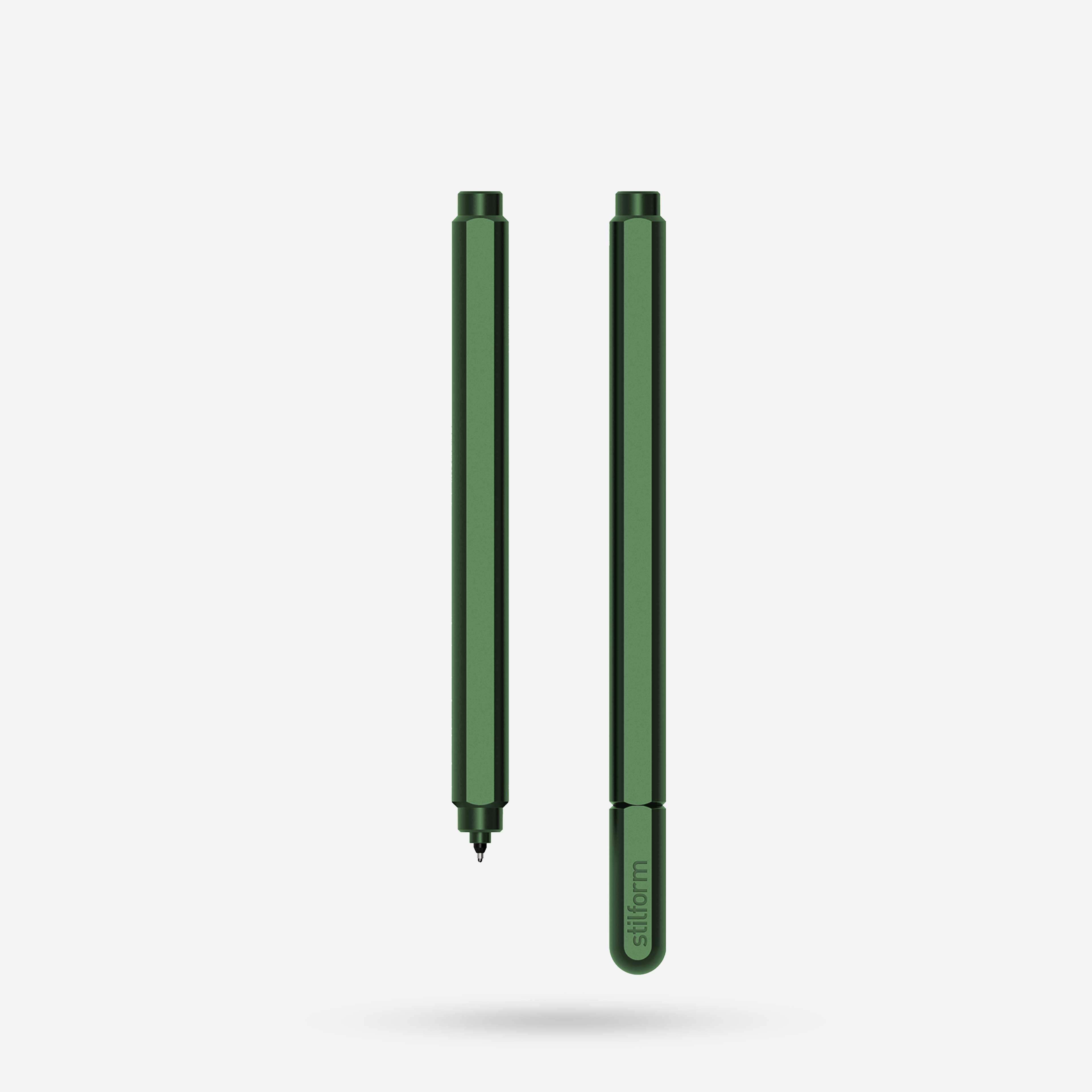 Gelschreiber Aluminium ARC in Aurora Green, Vorder- und Rückansicht freigestellt