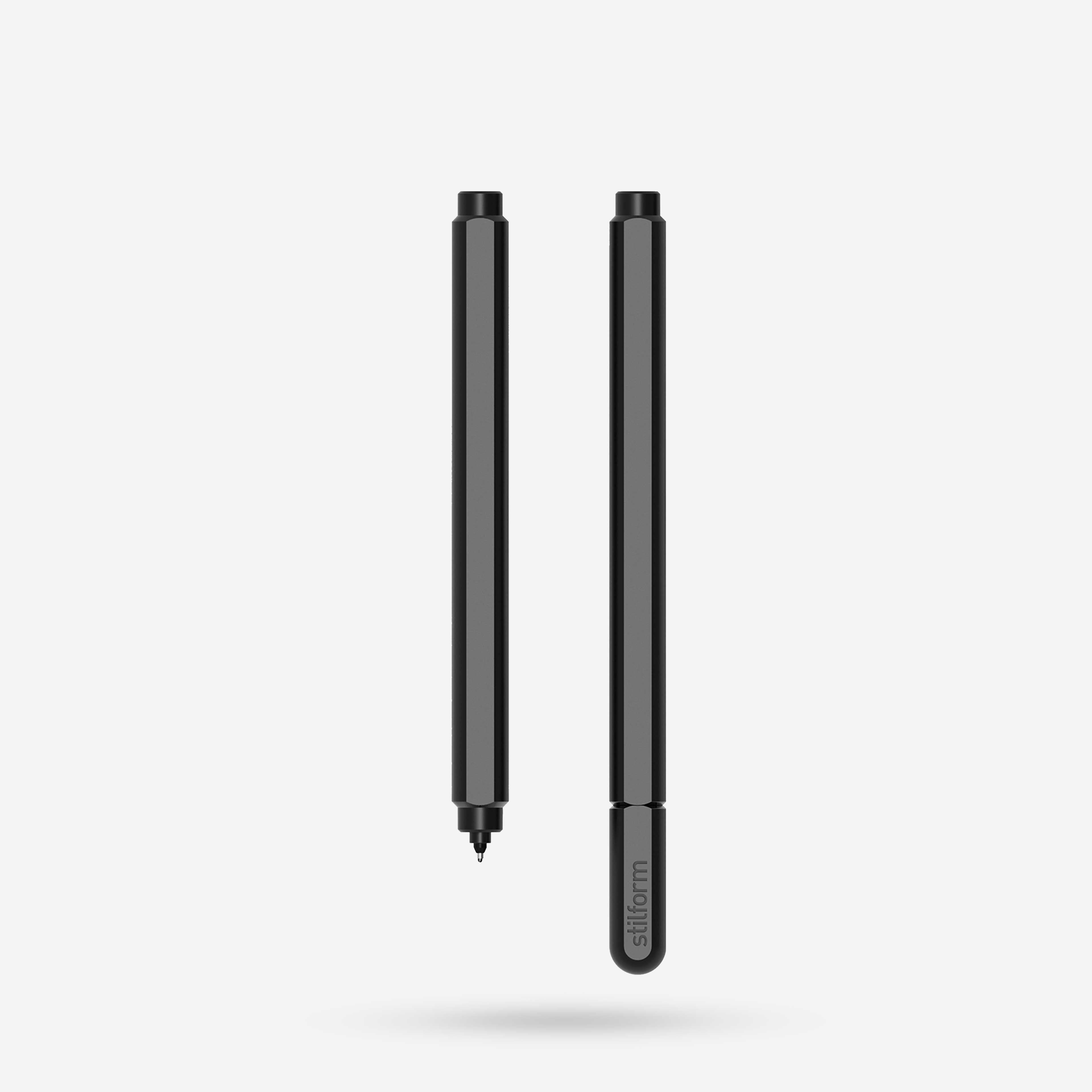 Gelschreiber Aluminium ARC in Warp Black, Vorder- und Rückansicht freigestellt