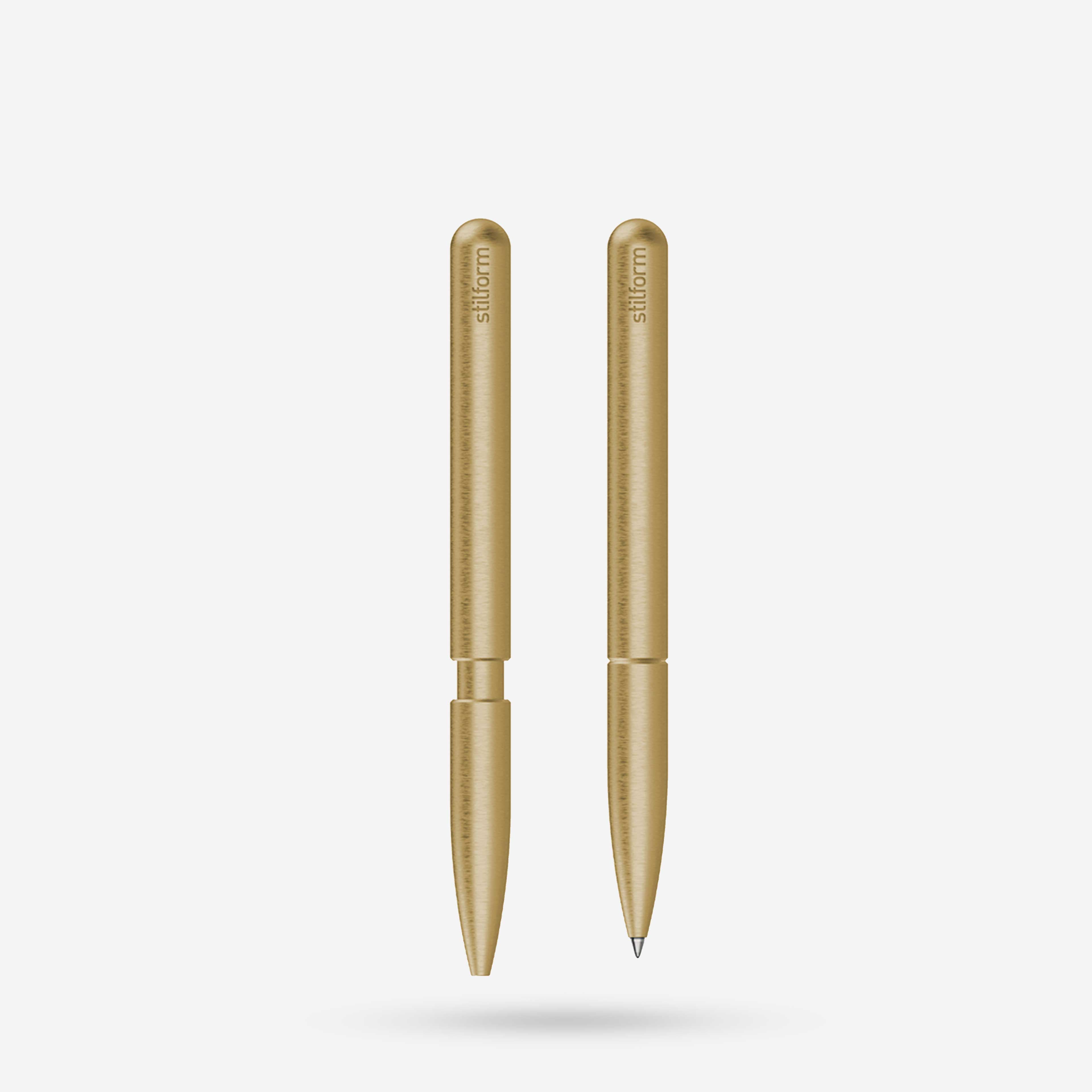 Kugelschreiber Pen Messing, Vorder- und Rückansicht freigestellt
