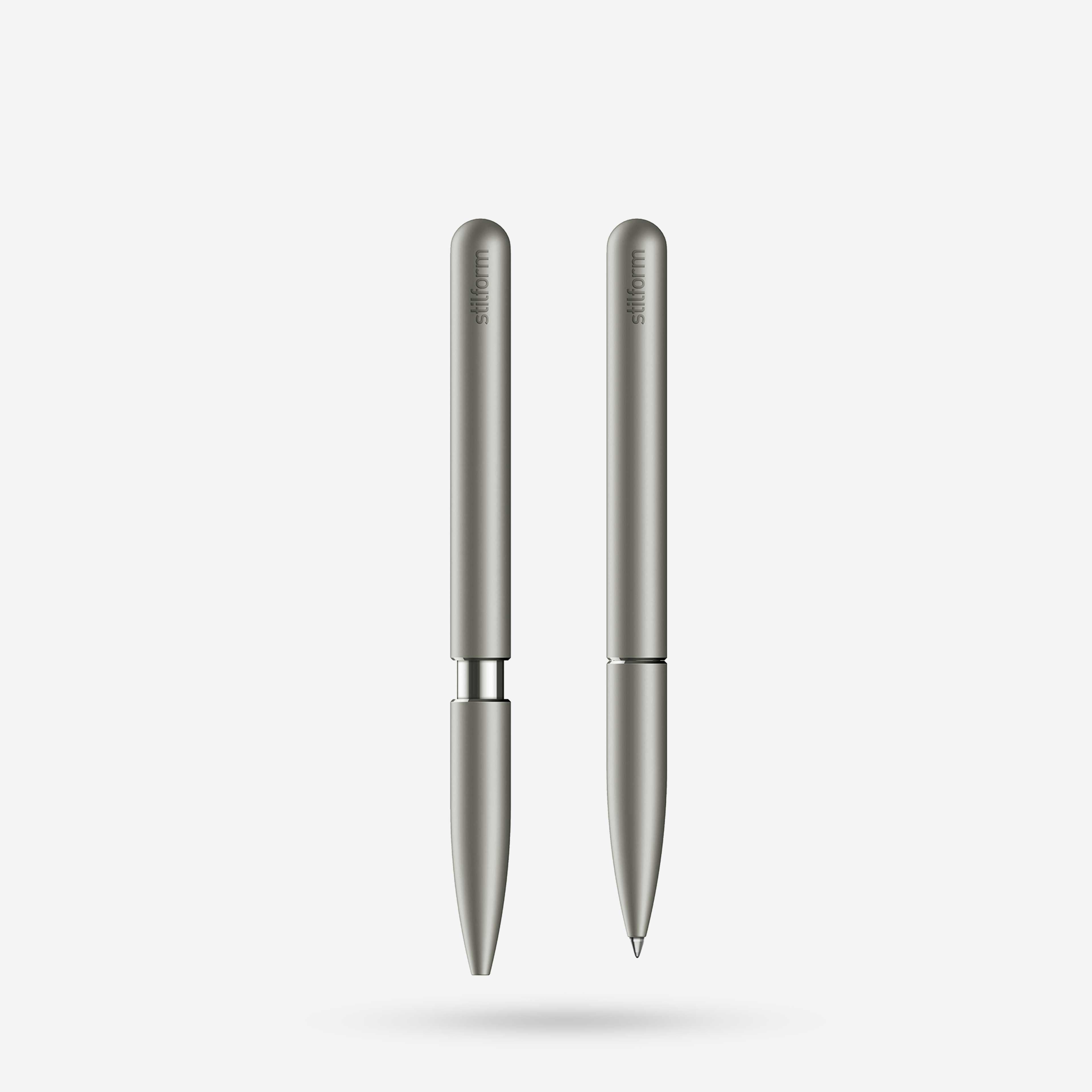 Kugelschreiber Pen Titan in matt, Vorder- und Rückansicht freigestellt